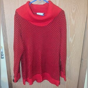 Calvin Klein Red Retro Oversized Cowlneck Sweater - Large